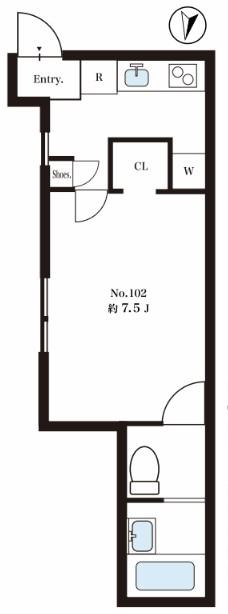 フォンス板橋本町(1K/1階)の間取り写真