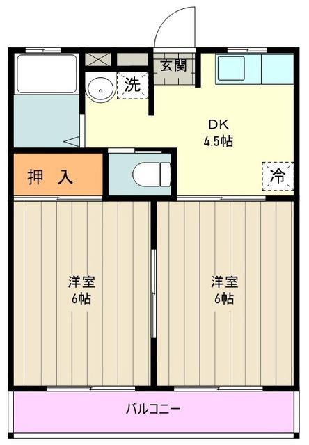 メゾン上水(2DK/1階)の間取り写真