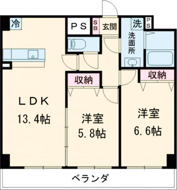 クラティオ(2LDK/6階)の間取り写真