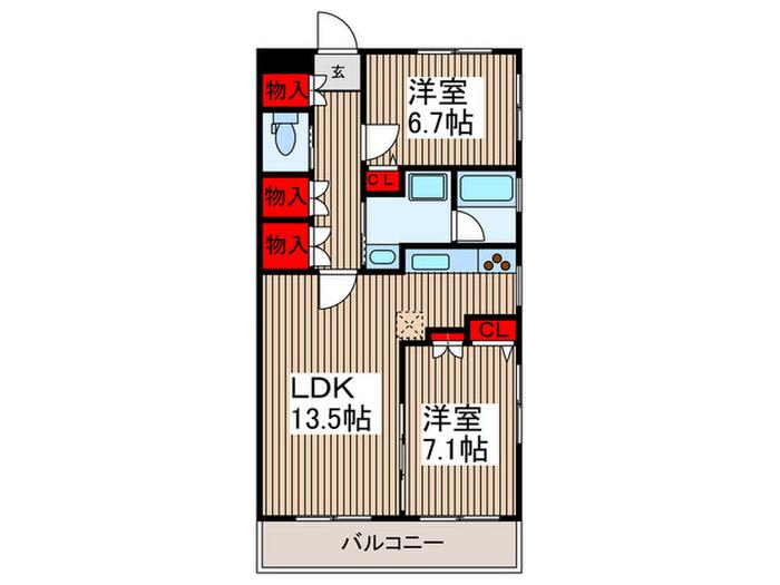 ＪＲ京浜東北線 浦和駅 徒歩13分 3階建 築20年(2LDK/3階)の間取り写真