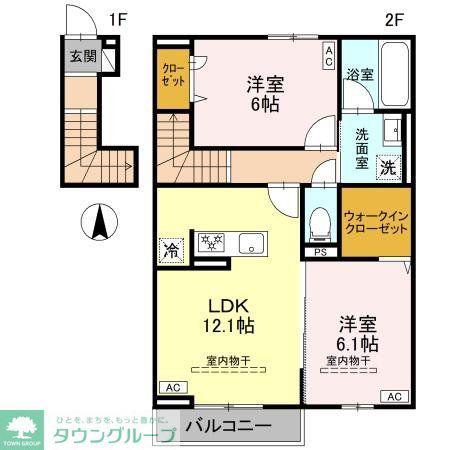 ウィル・クレストII II(2LDK/2階)の間取り写真