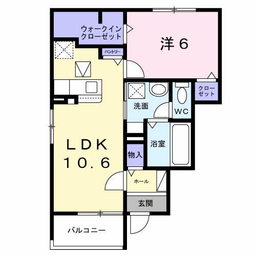 ボンズコート(1LDK/1階)の間取り写真