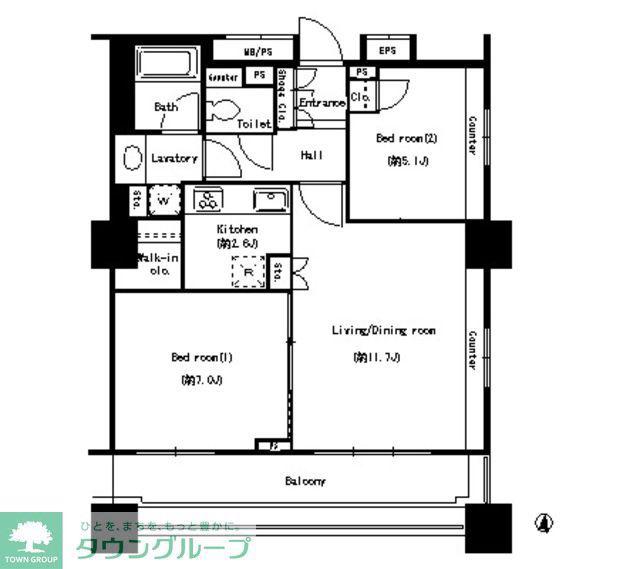パークアクシス名駅南(2LDK/7階)の間取り写真