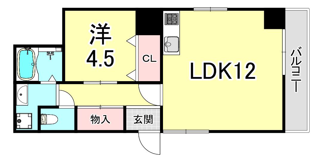 M&Cビル(1LDK/4階)の間取り写真