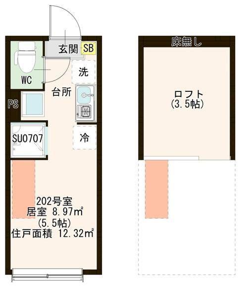 ハーモニーテラス町屋VI(ワンルーム/1階)の間取り写真
