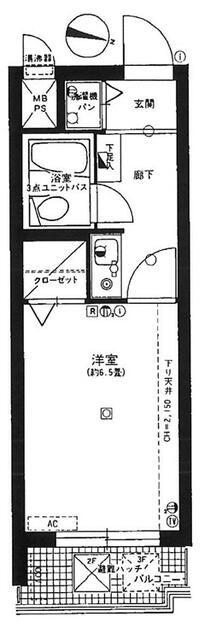 ライオンズマンション都立家政第2(1K/3階)の間取り写真