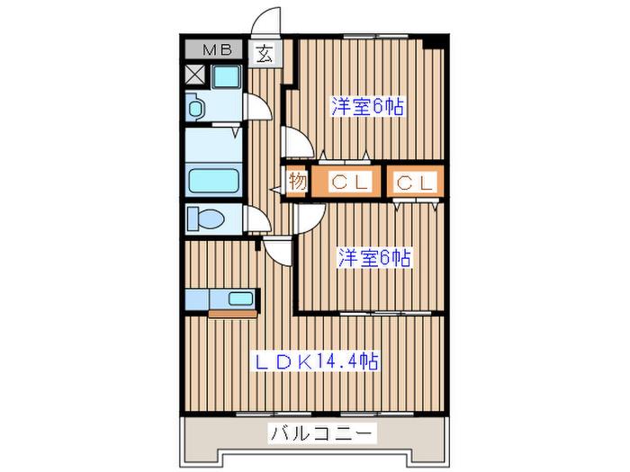 アトリオン成田(2LDK/3階)の間取り写真
