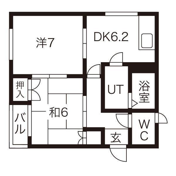 フェアリー(2DK/1階)の間取り写真