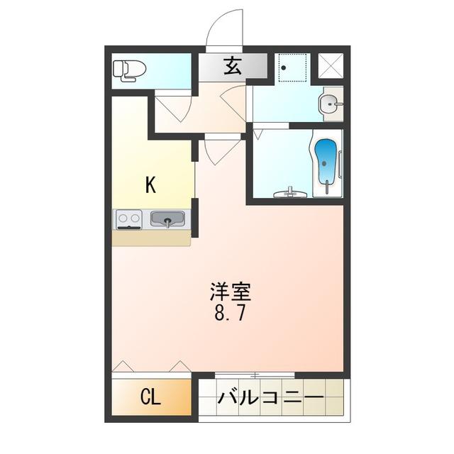 フジパレス駒川中野(ワンルーム/2階)の間取り写真