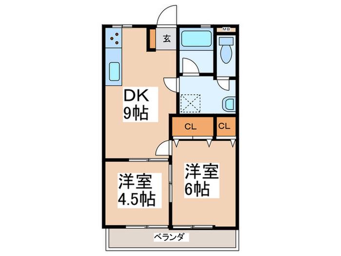 第一井上ドエル(2DK/3階)の間取り写真