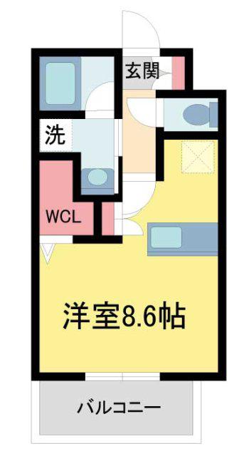 ウェルスクエア池田石橋II(1K/2階)の間取り写真