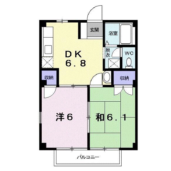アクティブエム(2DK/2階)の間取り写真