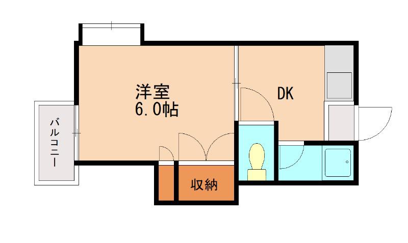 コットンハウス南福岡 B(1DK/2階)の間取り写真