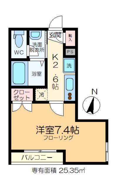 ルーチェ綾瀬B(1K/2階)の間取り写真