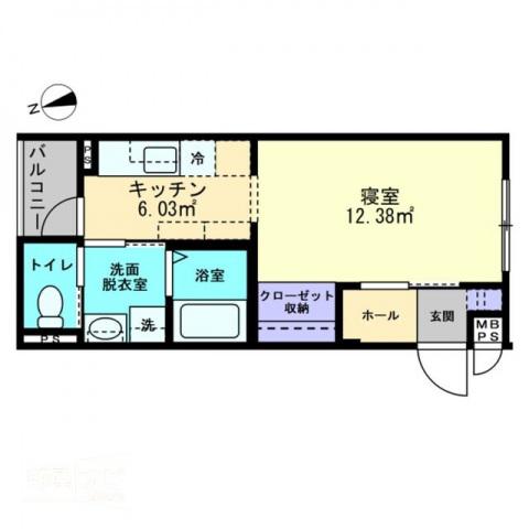 ミュー亀井町(1K/4階)の間取り写真