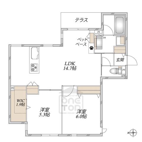 HEBEL MAISON大手町(2LDK/1階)の間取り写真