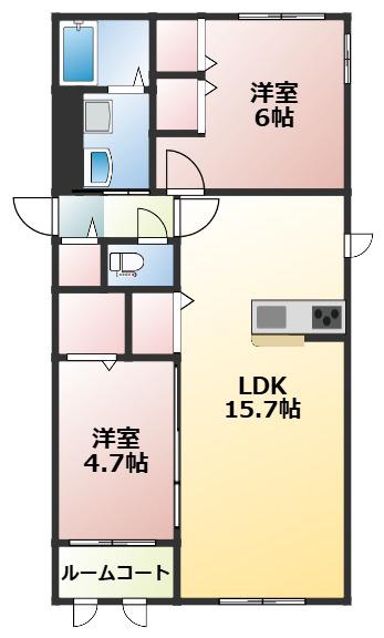 HEM FIKA(2LDK/2階)の間取り写真