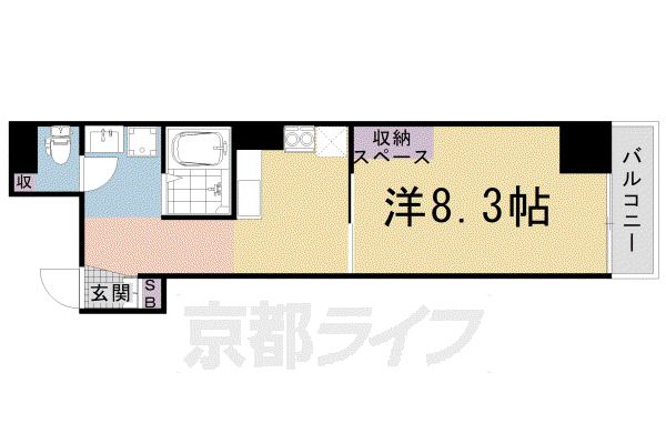 フランコート太秦(1K/4階)の間取り写真