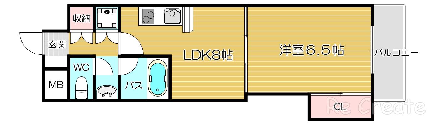 CITY SPIRE上町台(1LDK/7階)の間取り写真
