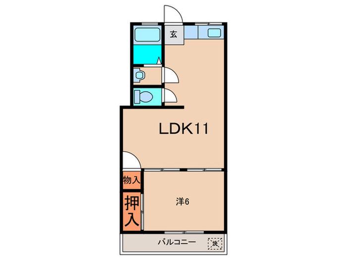 安田ビル(1LDK/4階)の間取り写真