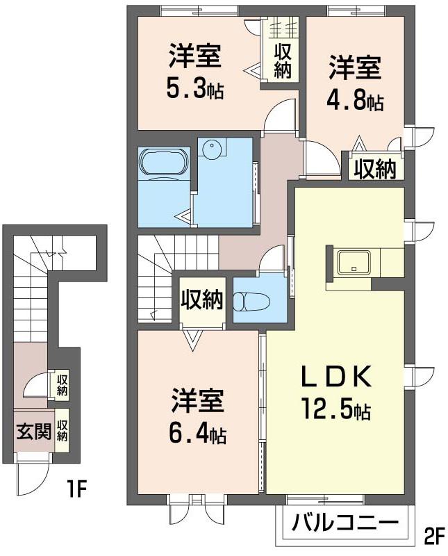 クレール西海岸(3LDK/2階)の間取り写真