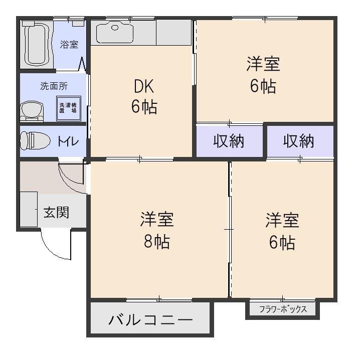 コーポドリームハウスII B(3DK/1階)の間取り写真