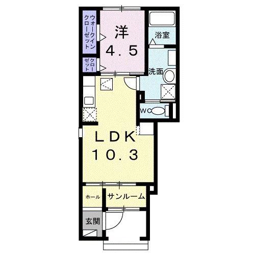 グリーンステージ小池駅前(1LDK/1階)の間取り写真