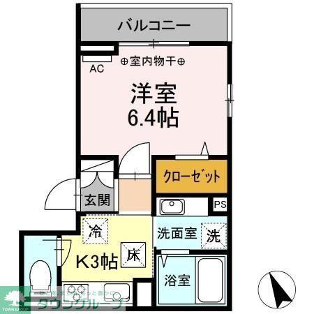 シャトードゥボヌール(1K/1階)の間取り写真