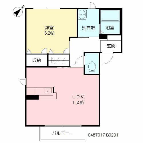 モスティサーク II(1LDK/2階)の間取り写真