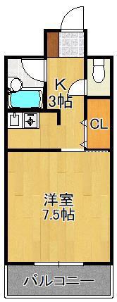 ピュアシティ小倉(1K/4階)の間取り写真