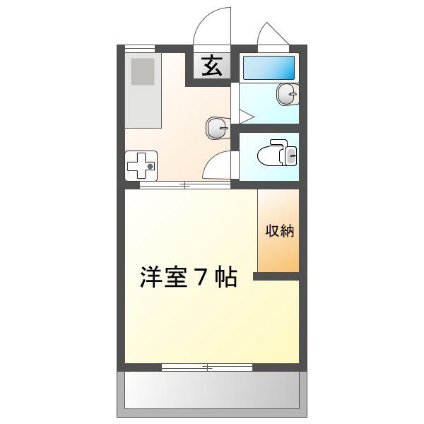 エステーニC(1K/1階)の間取り写真