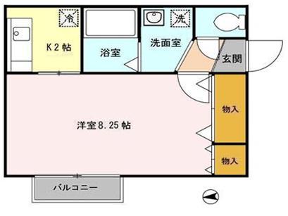 ウィルモア八柳(1K/2階)の間取り写真