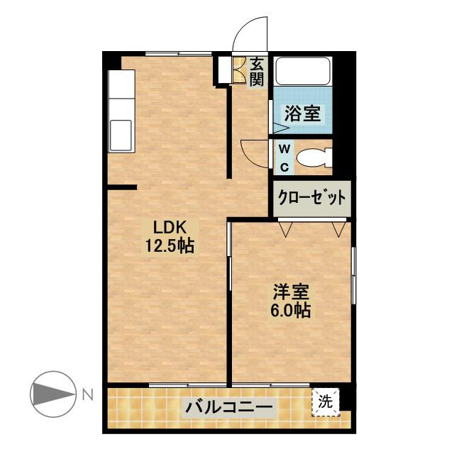 関谷コーポ(1LDK/4階)の間取り写真