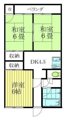 山下アパート(3DK/2階)の間取り写真
