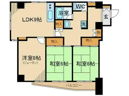 花村第2フラワーマンション(3LDK/10階)の間取り写真