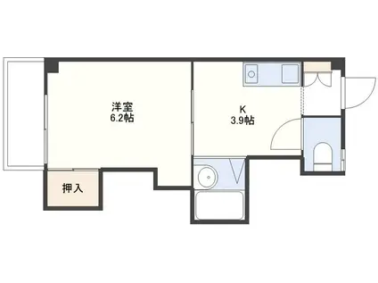 アベニューベルコート(1K/3階)の間取り写真