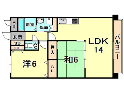 シェリール苦楽園I(2LDK/3階)の間取り写真