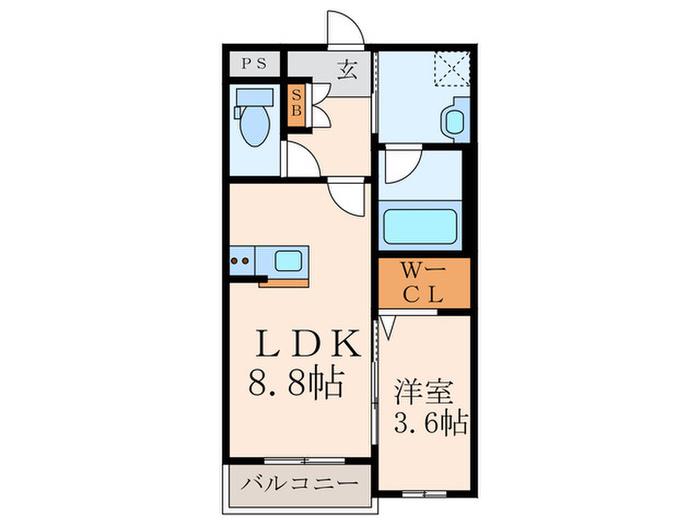 プレステージ熊谷(1LDK/3階)の間取り写真