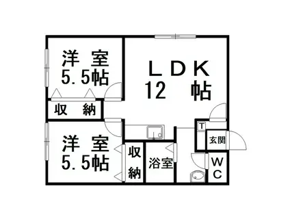 エーコー桜ケ岡(2LDK/1階)の間取り写真