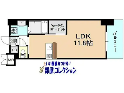 ウィングスNEXT西小倉(ワンルーム/2階)の間取り写真