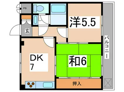 グレースハイツナカタニ(2DK/3階)の間取り写真