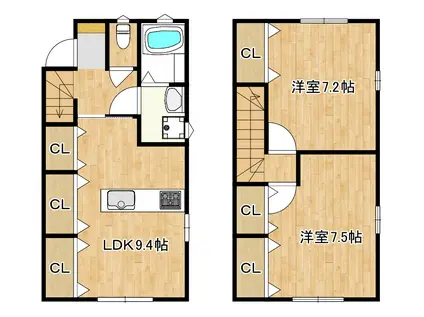 メイゾン新郷(2LDK/2階)の間取り写真