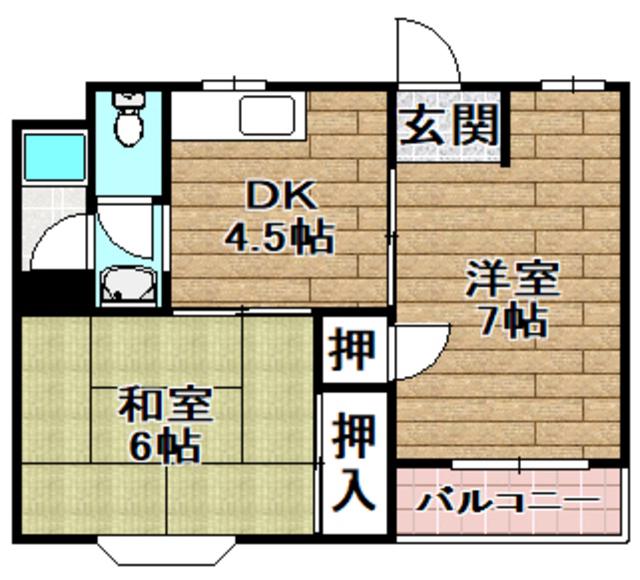 登町ハイツ(2DK/1階)の間取り写真