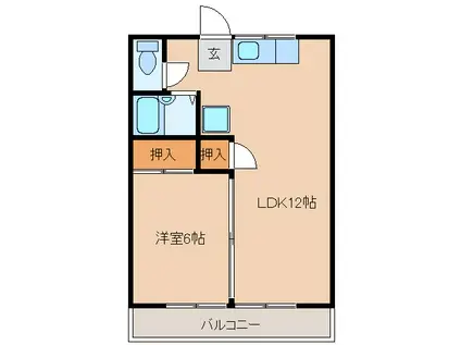 第1中川ハイツ(1LDK/1階)の間取り写真