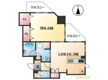 GRAMERCY SHIROMI-DORI(1LDK/11階)の間取り写真