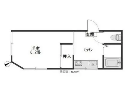 大川荘(1K/2階)の間取り写真