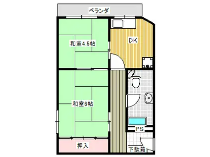 平光マンション(2DK/3階)の間取り写真