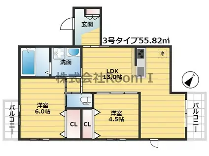 TRキャビン・旭化成ヘーベルメゾンHEBEL HAUS(2LDK/1階)の間取り写真