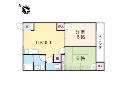 ハイツ新町(2LDK/2階)の間取り写真