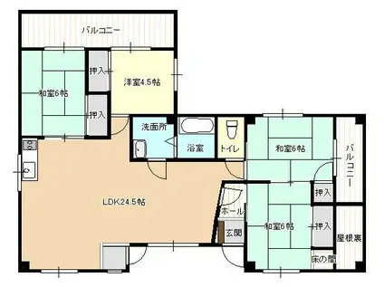 新田アパート(4LDK/3階)の間取り写真